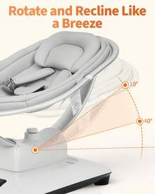 Columpios eléctricos para bebés y niños, columpio infantil con 5 modos de movimiento y 5 velocidades, control remoto, asiento reclinable con arnés de 5 puntos, 5 música preestablecida - Gris Claro - Ver 4