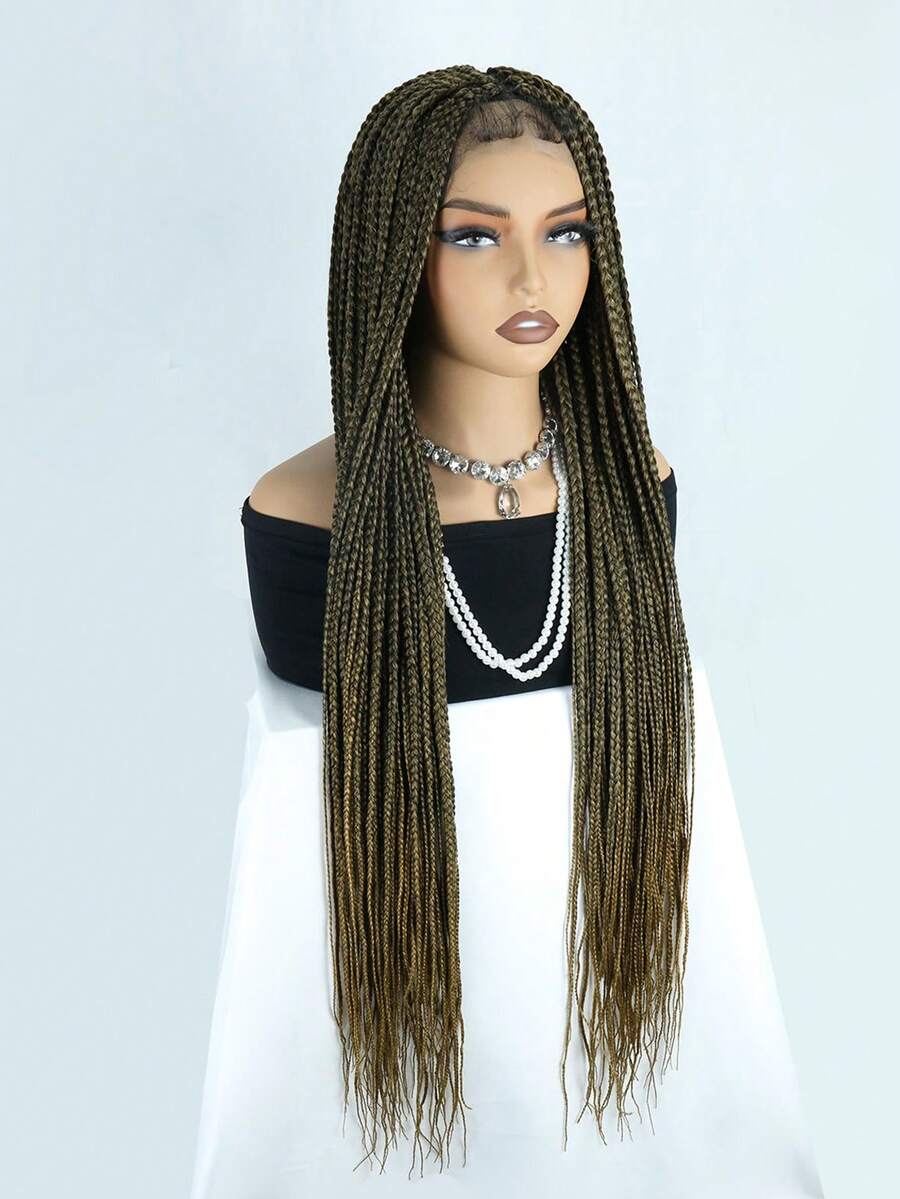 36-Inch Lace Braided Wig With Baby Hair, Synthetic Fiber Woven Lace Front Wig, Women Long Lace Braided Wig - Multicolor - View 1