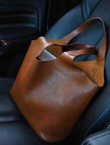 Vintage Large Capacity Women's Tote Bag, A Niche High-End Handbag Made Of Solid Color PU Waterproof Fabric, A Portable Commuting Handbag, Suitable For Daily Travel And Shopping. - 棕色 - 查看 3