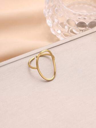 Anillo de mujer minimalista y elegante con diseño de línea delgada en forma oval, adecuado para uso casual, vacaciones, fiestas, combinación de atuendos, regalo de cumpleaños para amigos