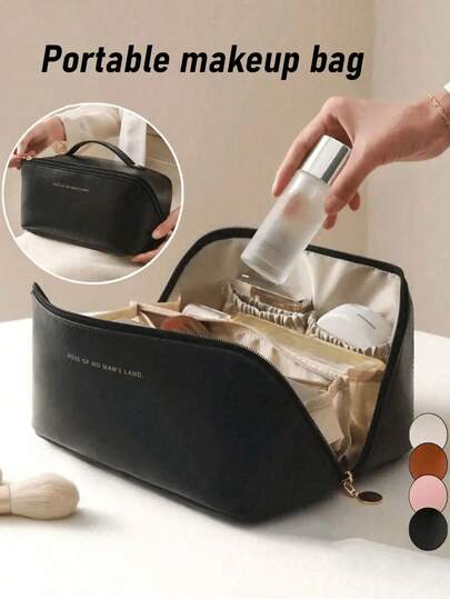 1 túi đựng mỹ phẩm du lịch hai lớp, túi đựng mỹ phẩm chống thấm nước dung tích lớn, túi đựng mỹ phẩm bằng da PU, túi đựng đồ di động, túi đựng đồ vệ sinh cá nhân đa chức năng, túi trang điểm cầm tay dành cho nữ, thích hợp đựng son môi, bông phấn, chì kẻ lông mày, đồng hồ, điện thoại, cọ trang điểm, đồ dùng phòng tắm, đồ dùng cần thiết khi đi du lịch, phụ kiện du lịch, đồ dùng cần thiết khi đi du thuyền, quà Giáng sinh, đồ trang trí Giáng sinh, quà Phục sinh, quà tặng giáo viên, quà sinh nhật, quà tặng cho phái nữ, sản phẩm mới mùa đông.