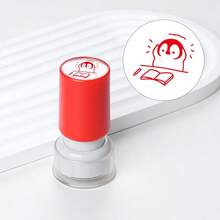 1枚红色感光印章，可填充墨水，可爱卡通企鹅图案，适用于笔记、DIY日记、信封、贺卡、礼品等。