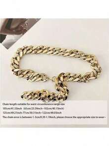 Dây xích thắt lưng phong cách Punk Hip Hop phóng khoáng, phụ kiện thắt lưng đơn giản một lớp dày, kiểu dáng Châu Âu và Mỹ. - Vàng - Xem 5