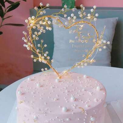 1/3 piezas, Decoraciones para pasteles con forma de corazón y perlas, adorno de princesa para decoraciones de boda, cumpleaños y fiestas, corona de reina para decorar pasteles