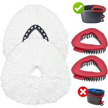 Mop Heads Replacements Ocedar, Mop Replace O Cedar, Spin Mop Ocedar Easy Wring 1 System, Mop Heads Include 2 Pack Spin Mop Refills And 2 Pack Scrubber Mop - 適用於 Ocedar 1 罐 - 查看 8