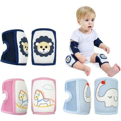 Cute Baby Crawling Knee Pads, Cartoon Anti-Slip Infant Crawling/Walking Knee Pads