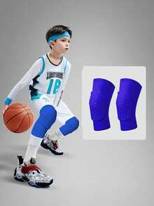 1 对儿童加厚蜂窝防撞护膝，适合跳舞、足球、篮球、跑步和其他户外运动 - 彩色 - 查看 2