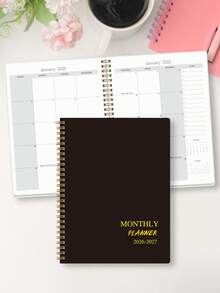 Trees B5 Minimalist Planner 2026-2027 - 2-Year Monthly Calendar Notebook, Suitable For Office, Home And Back To School Supplies - Black - View 5