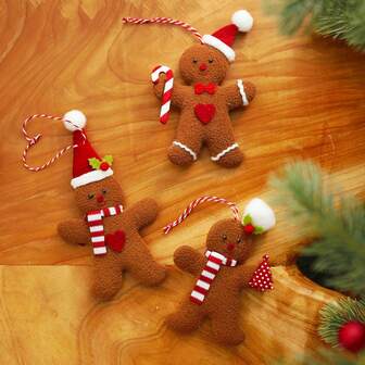 6pcs Christmas Gingerbread Man Ornaments, Felt Gingerbread Man Hanging Decorations To Add Sweet Atmosphere To Your Christmas Tree! Gingerbread Man Doll Pendants, Christmas & Thanksgiving Gifts, Christmas Party Fireplace Window Decor, Fireplace Home Decor, Party Holiday Gingerbread House, Christmas Tree Ornaments, Classic Faith Decor, Suitable For Christmas And Winter