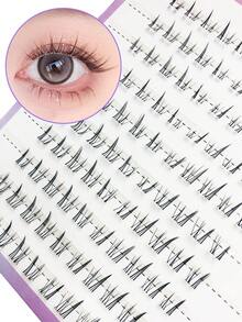 Asiteo 100 piezas/paquete Pestañas postizas naturales y suaves, pestañas individuales con rizo C y efecto abanico, extensión de pestañas para maquillaje diario DIY - C - Ver 3