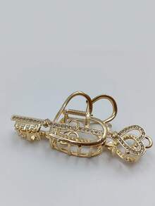 An Ins Style Silver Heart Rhinestone Hair Claw - Exquisite Metal Clip For Sweet & Elegant Updo/Bang Fixing Versatile Hair Accessory Women Hair Accessories Fashion Claw Clips Elegant Hair Clutch Casual Hair Jaw Clip For Valentine's Day Accessories Gift - Multicolor - View 6