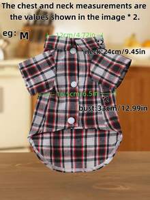 1pc Cute & Stylish Pet Dog Casual Outfit, Colorblock Plaid/Colorful Stripe/Minimalist Design Short Sleeve Plaid Shirt, For Teddy/Poodle Small Breed Dogs, Spring/Summer/Autumn - Multicolor - View 4