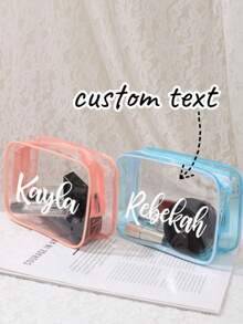 Personalized Transparent Makeup Bag, Customized Mom Travel Organizer, Transparent Toiletries Storage Bag - Multicolor - View 6