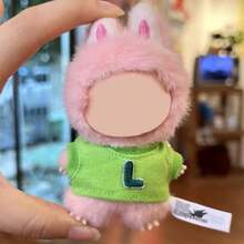 [Only Doll Clothes] Creative New 10cm Plush Doll 4th Generation Labobo Mini 4.0 Secret Code Mini Pendant Plush Doll Replacement, English Letter T-Shirt For Labubu