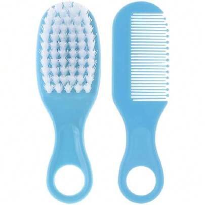 1 Juego Peine Para Bebe Estatuilla De Cepillo De Masaje Para El Cabello Peine De Masaje Cepillo y Peine Infantil Kit De Pelo De Bebé Peine Masajeador De Cuero Cabelludo (Azul),36529720