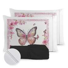 400 Thread Count Sheet Set With Hemstitch Edges, 3 Pieces, For Single, Double, Queen, And King Beds - BUTTERFLIES - PINK - View 4
