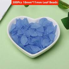 300Pcs 18*11mm Candy Color Acrylic DIY Jewelry Making Frosting Leaf Mini Pendant Jewelry Accessories - 300個18x11毫米樹葉珠 - 查看 9