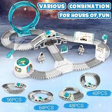 Pista de carreras de construccion juego de pistas de tren espacial 205 piezas juego de pistas flexibles para niños de 4 a 7 años con estacion de coche de astronauta para niños pequeños y niñas de 3 a 12 añosToque real, tren genial - Multicolor - Ver 4