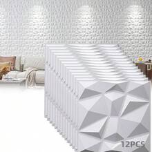 12 Piezas Decorativos Para Paredes Paneles Decorativos 3D Paneles de pared decorativos de PVC impermeables 30x30cm para decoracin del hogar, oficina, interior, sala de estar y tienda. 12 - 12 - Ver 1