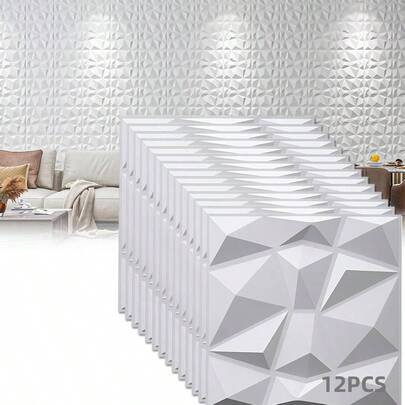 12 Piezas Decorativos Para Paredes Paneles Decorativos 3D Paneles de pared decorativos de PVC impermeables 30x30cm para decoracin del hogar, oficina, interior, sala de estar y tienda. 12