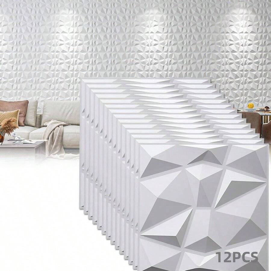 12 Piezas Decorativos Para Paredes Paneles Decorativos 3D Paneles de pared decorativos de PVC impermeables 30x30cm para decoracin del hogar, oficina, interior, sala de estar y tienda. 12 - 12 - Ver 1