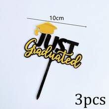 1pc/3pcs/6pcs Gold & Black 2026 Graduation Cake Topper, Suitable For Graduation Theme Party DIY Cake & Dessert Decorations - Multicolor - View 9