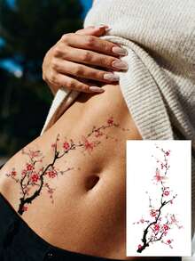 6 PIEZAS Tatuajes temporales de combinación con tinta de fusión de color, diseño de flor de ciruelo y loto, tatuajes falsos para DIY, carnaval, San Valentín, fiestas y festivales, adecuados para muñeca, tobillo, hombro, cuello, clavícula, pecho, abdomen y espalda - Multicolor - Ver 7