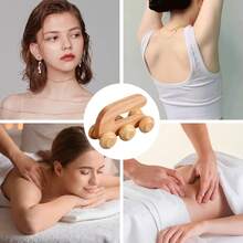 1pc Roller Massager Muscle Relaxation Manual Body Roller Handheld Body Massager For Neck Back Legs & Face - Khaki - View 4