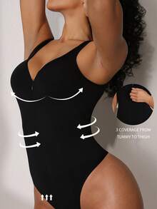 女士黑色无袖前拉链连体裤 - 无缝修身设计