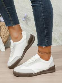 女士休闲运动鞋，平底，轻便，舒适，适合健身、步行和滑板运动