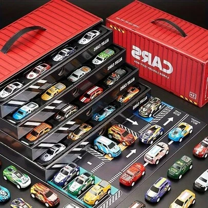 This Storage Box Contains 48 Beautiful Toy Cars, Each Measuring 2.67 Inches Long. The Outer Packaging Unfolds Into A Beautiful City Map. The Realistic Toy Cars Also Come With A Mini Parking Lot. It Is The Perfect Choice For Christmas, Halloween, Thanksgiving, Surprise Gifts, And Birthday Gifts.