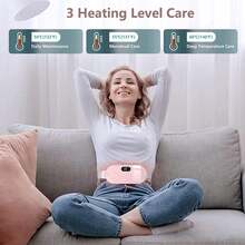 Rechargeable Portable Uterus Warmer Belt, Heating Pad With Vibration Massage For Menstrual Cramps Relief, Women's Period Gift - Pink - View 4