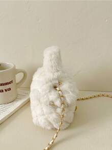 迷你可爱儿童包，毛绒水桶单肩包，女孩链条斜挎包，亲子互动背包，口红包，公主零钱包，时尚配饰包，旅行包 - 鏈條手提水桶包 - 查看 10