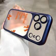 With God, All Things Are Possible. Patterned, Electroplated, Semi-Transparent, Frosted, Fully Enclosed PC Orange Color Is Compatible With IPhone 17 Pro Max/Air/16/15/14/13/12. It's An Ideal Gift For Christmas And Valentine's Day, Perfect For Boyfriends, Girlfriends, And Family. - 橘色 - 查看 5