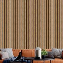 Adhesive Wallpaper With Ribbed Natural Wood Pattern, Medium Strips - Multicolored 19 - View 2