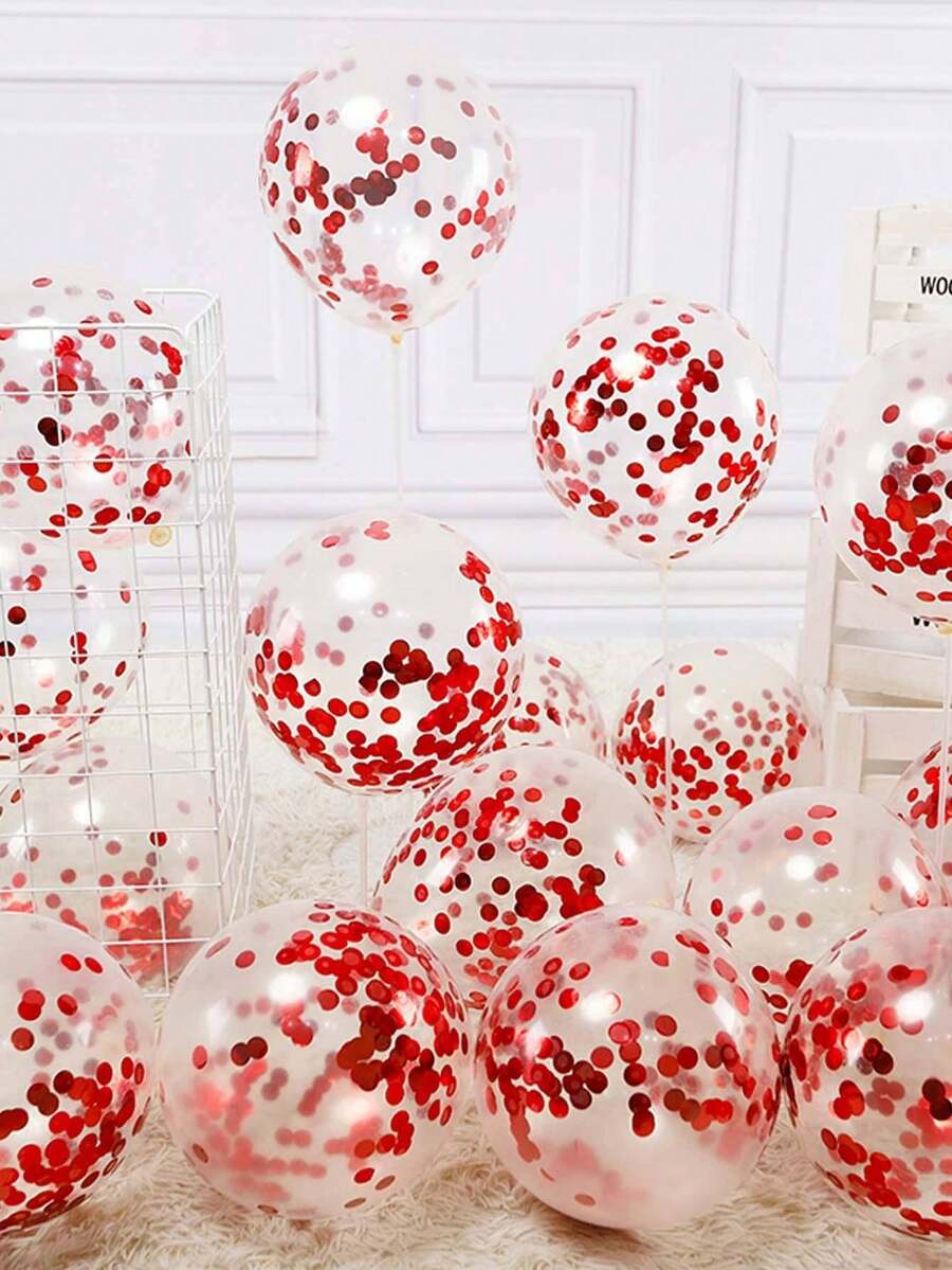 10pcs Red Activity Party Decoration Balloons Birthday First Birthday Opening Atmosphere Setup Balloon Set Romantic Confession Proposal Express Love Girlfriend Rose Red Black Sparkly Transparent Latex Valentines Day Back To School Advanced Atmosphere - 紅色 - 查看 1