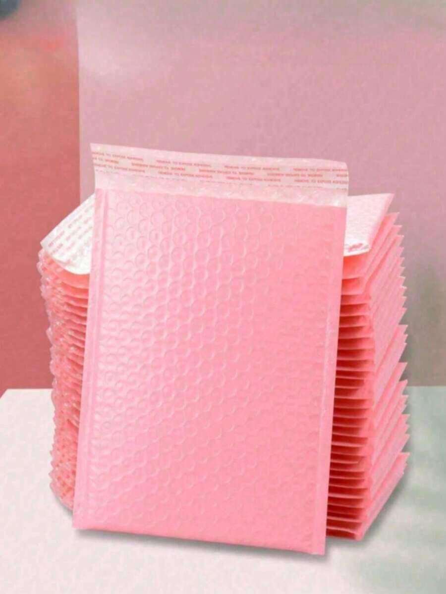 10/20/30/50pcs Metal Bubble Envelopes, Holographic Bubble Envelopes, Polyethylene Bubble Envelopes, Waterproof Self-Sealing Shipping Bags, Foil Glitter Charm Shipping Envelopes, Holographic Cushion Envelopes - Pink - View 1