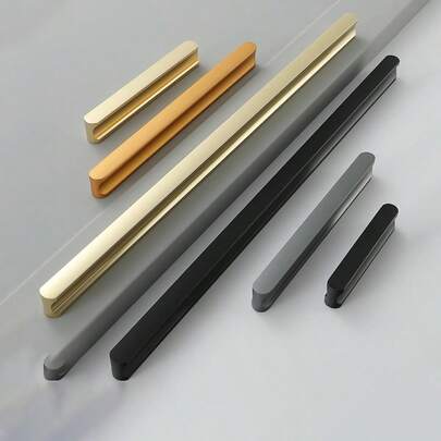 Solid Aluminum Cabinet/Drawer Pulls, Black & Gold Color, Long Kitchen Cabinet Handles
