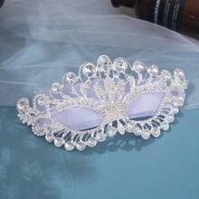 1 chiếc mặt nạ hóa trang trang trí hoa pha lê, mặt nạ vương miện đính đá cho tiệc kiểu Venice, phụ kiện trang phục cho nữ. - Bạc - Xem 2