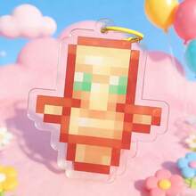 1pc New Arrival 10cm Pixel Style Acrylic Pendant, Creative Cubic Figure Keychain (Random Color), Birthday/Christmas/Easter/Valentine's Day/Perfect Gift - Multicolor - View 1