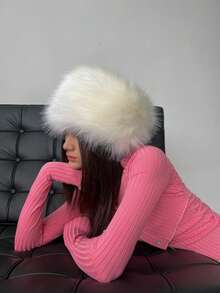 1 pieza Gorro redondo cálido y esponjoso de piel sintética, gorra casual de aislamiento para senderismo y ciclismo al aire libre, otoño/invierno - Multicolor - Ver 15