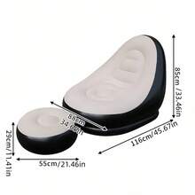 大型充气沙发，带脚踏，宽敞座椅，坐感舒适，高靠背提供舒适支撑，承重力强，适合各种体重和体型。