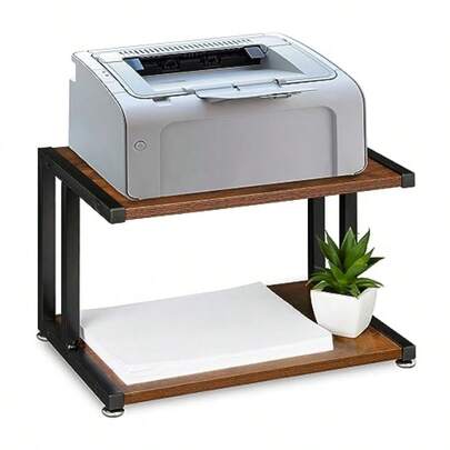 Printer StandsRelaxdays Soporte para Impresora Accesorio de Escritorio para Impresora HBT: 28 x 44 x 28 cm diseño Industrial Color marrón Oscuro/Negro