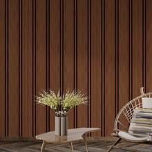 Adhesive Wallpaper With Ribbed Wood Pattern, Dark Brown, Thick Strips - Multicolored 32 - View 24