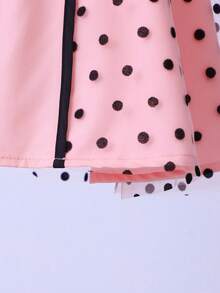 Đầm lưới chấm bi cổ tròn thanh lịch cho bé gái, thích hợp cho mùa cưới. - Hồng - Xem 8