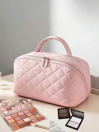 ZHENZITAI Women's New Makeup Bag, Portable Large Capacity Handbag, Multi-Purpose Makeup Brush Cosmetic Storage Bag, High-End Travel Toiletry Pouch