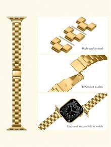 Bộ sản phẩm 2 trong 1: Bao gồm dây đeo kim loại mỏng nhẹ và ốp bảo vệ, phù hợp với đồng hồ 38mm/40mm/41mm/42mm/44mm/45mm/46mm/49mm, tương thích với Apple Watch Ultra 3/2/1, SE, S10-S2, thiết kế unisex, màu vàng. - Vàng - Xem 5