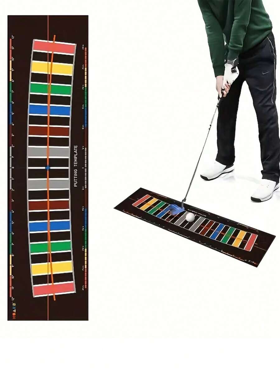 1 件装高尔夫推杆练习垫 - 带瞄准线和推杆训练功能，弧形设计提高精准度，可折叠易收纳，适合室内/室外使用，带辅助线 - 适合家庭、办公室或便携式使用 - 彩色 - 查看 1