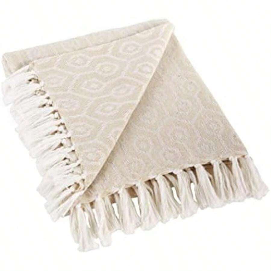 DII Farmhouse con Borlas Decorativas, de Espiga, Barn Red(50 x 60" blanco) - Multicolor - Ver 1