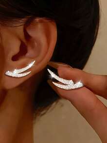 1 Pair Fashionable Women's Earrings, Cubic Zirconia Leaf Design, Suitable For Cute Festivals And Daily Wear - Earrings - View 7